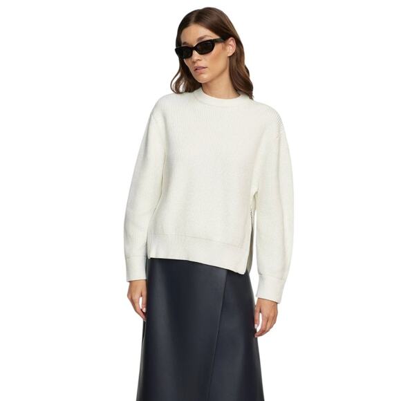 Modern Citizen White Tate Organic Cotton Side Zip Sweater - Picture 2 of 12